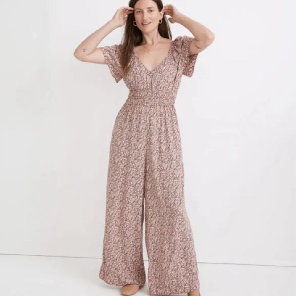 Madewell Sophia Wide Leg Jumpsuit in Cottage Garden pink floral XXS